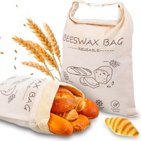 Sacs à pain réutilisables en cire d'abeille avec doublure en coton, fermeture à cordon L-Zipper, design pliable, conservation de la fraîcheur des aliments