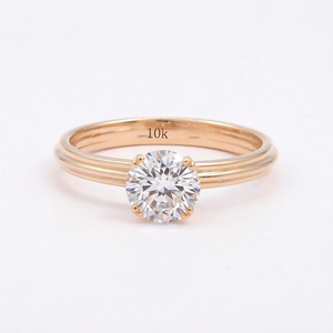 Bague de Fiançailles Solitaire en Or 10K avec Moissanite, Alliance de Mariage à Sertissage à Griffes, Bijoux Fins pour Femme, Cadeau d'Anniversaire de Mariage Haut de Gamme - Product Image 1