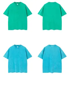 Boxfit Kurzarm-Jungen Acid-Washed-T-Shirt Baumwolle Übergröße schweres Gewicht T-Shirt für Herren O-Ausschnitt Fallschulter Herren-T-Shirt