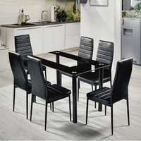 Table à manger rectangulaire en verre trempé de luxe OEM & ODM pour salle à manger d'hôtel avec pieds en métal, ensemble de meubles modernes avec 4 chaises