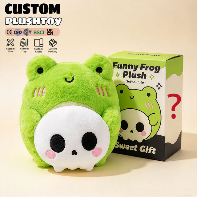 Plusies creator Custom Plush Prototype Skull Frog Toy for Giveaways Kawaii Froggie Stuffed Animals Collectible