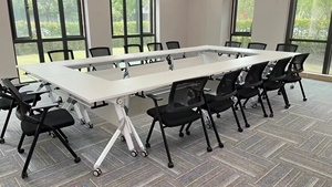 Table de formation pliante Table de réunion combinaison couture mobile bureau tutoriel classe longue Table de réunion bureau bureau - Product Image 4