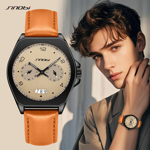 Reloj de Pulsera de Cuarzo para Hombre con Correa de Cuero Genuino de Alta Calidad, con Calendario, Resistente al Agua, de Alta Textura y a la Moda - Product Image 1