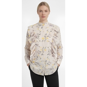 Blusa de Gasa con Estampado Floral para Mujer, con Volantes, Cuello Mao, Manga Larga, Estilo Dulce de Primavera/Verano, con Botones - Product Image 2
