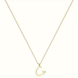 Collier avec pendentif minimaliste en acier inoxydable, lettre personnalisée, plaqué or 18 carats, tendance et mignon, pour la Saint-Valentin - Product Image 5