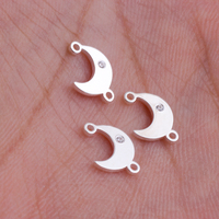 Mignon 14K Or Rempli Lune Étoile Charme Connecteurs Zircon Lunette Pendentif Avec Double Boucles pour DIY Collier Bracelet Fabrication de Bijoux