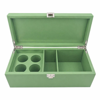 Boîte de luxe personnalisée haut de gamme pour 4 capsules de café Nespresso, emballage en bois laqué vert mat, artisanat pour hôtels