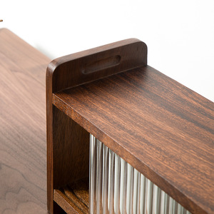 <b>Walnut</b> Wood Desktop Storage <b>Cabinet</b> 40x14x22cm Japanese Style Tea Set Organizer Living Room <b>Cabinet</b> - Product Image 3