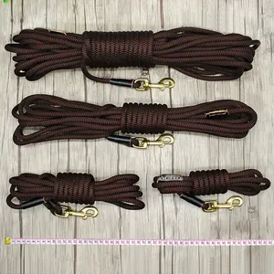 하이 퀄리티 개 리드 말 고삐 훈련 추적 런지 순종 로프 가죽 끈 제조 업체 - Product Image 5