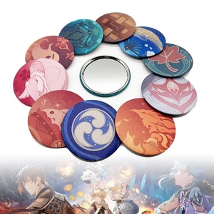 Game Genshin Impact Mirror Cartoon Cute Portable Frosted Fine Sparkle Cosplay Small Round Mirror Gifts