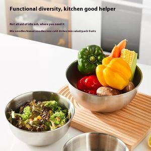 Ensaladera de acero inoxidable engrosada de estilo coreano moderno, cuenco de cocina, batidor de huevos de PP desechable multiusos, varios Ramen Para acampar - Product Image 3