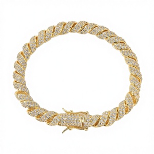 Gold Plated Moissanite Cuban Link Bracelet 925 Sterling Silver <b>Iced</b> <b>Out</b> <b>Chain</b> Jewelry for Men Women - Product Image 3