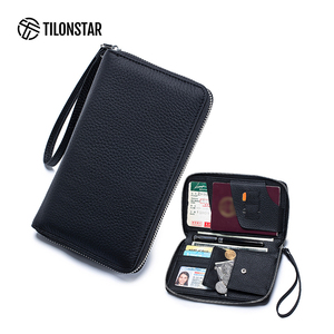 TILONSTAR TPW109P Minimalist Travel Organizer Passport Cover with Pen Clip &<b>Coin</b> Pocket Family Genuine Leather Passport Holder - Product Image 1
