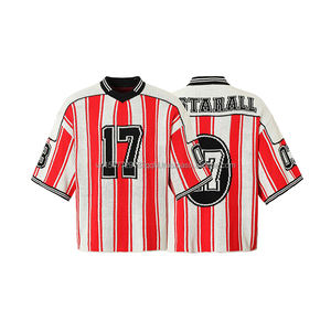 Vêtements pour hommes 2026 Nouvelle tendance Marque Maillot de football à manches courtes Rayé Color Block Col rond Pull 100% Acrylique - Product Image 3