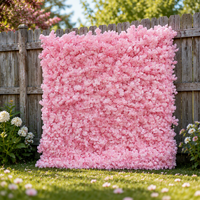 Mur de fleurs artificielles enroulable Rose Rose, toile de fond en plastique, décor floral mixte fait main pour mariage, fête, événement