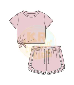 Conjunto de roupas esportivas para ioga de cor sólida para meninos e meninas com logotipo personalizado, roupa esportiva esportiva de conforto para ioga