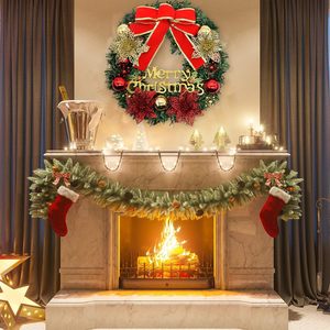 Vente à prix d'usine, nouvelle conception, décoration de porte d'entrée pour la maison et les fêtes, couronne de Noël artificielle de 40 cm - Product Image 2