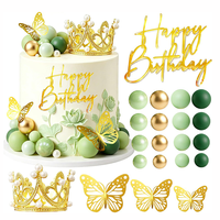Decoración para Pastel de Boda con Corona, Velas, Mariposas y Bolas, para Mujer, Princesa, Reina