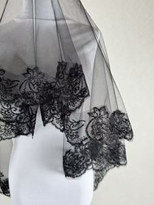 Voile de mariée en tulle de haute qualité, bordure en dentelle noire ivoire, broderie, 1 couche, accessoires de <span class=keywords><strong>mariage</strong></span>, 2025 - Product Image 3