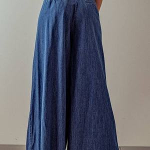 Jeans de mezclilla azul personalizados OEM para mujer, de alta calidad, estilo holgado, de algodón, de tiro medio, acampanados, a la moda, de cintura alta, casuales, de pierna ancha - Product Image 3