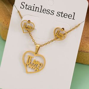 Conjunto de Joyería de Acero Inoxidable para Mujer, Chapado en Oro de 18k, Collar y Aretes, Marca de Moda para Bodas y Fiestas - Product Image 4