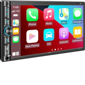 Çift yuvalı araba müzik seti ile uyumlu ses kontrolü Apple Carplay 7 inç yüksek çözünürlüklü LCD dokunmatik monitör Bluetooth Subwoofer