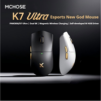 Souris de jeu MCHOSE K7 Ultra légère, droite, Esports, 8k, charge magnétique sans fil, PAW3950 BT, programmable, LED, ergonomique
