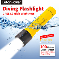 Lampe de plongée industrielle rechargeable P100 IP68 étanche 200-300M 1800 Lumens 5500K LED à faisceau spot pour la plongée sous-marine