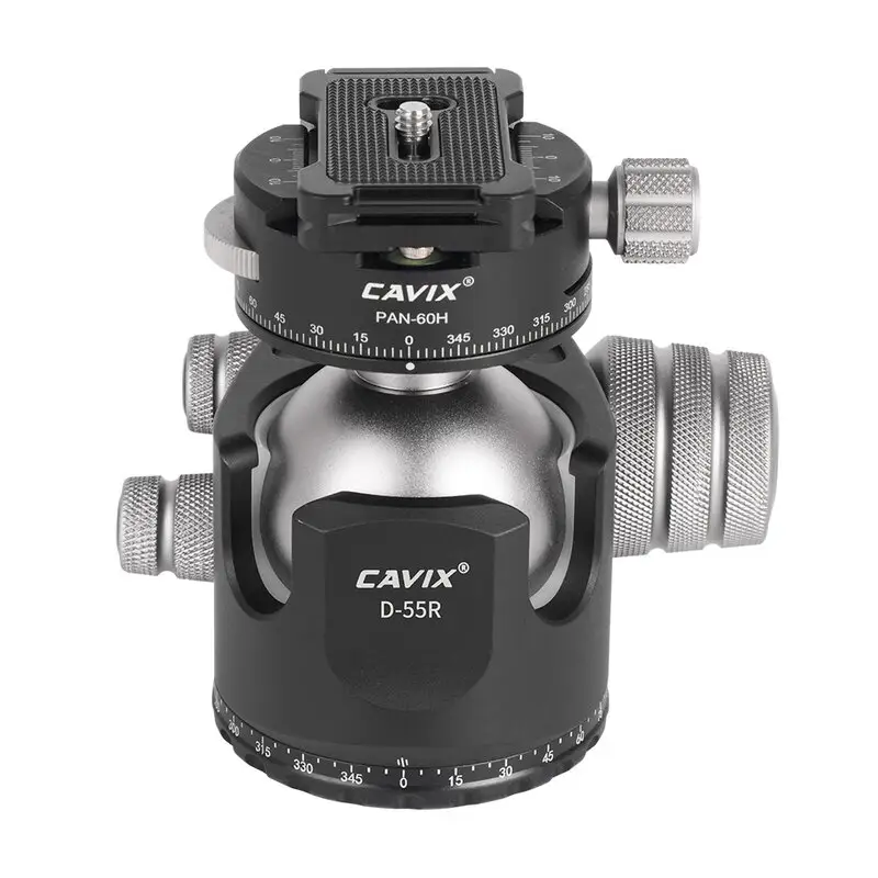Testa a treppiede per fotocamera panoramica professionale Cavix doppia testa a sfera per treppiede per fotocamera resistente
