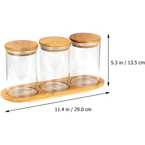 Borosilicate Glass Food Storage <b>Containers</b> 100ml~3000ml with Bamboo Lid and Spoon for Cookie Jelly Milk - Product Image 4
