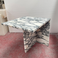 Table d'appoint en marbre Arabescato naturel, table basse de luxe en pierre blanche, meubles de style italien pour hôtel haut de gamme et salon