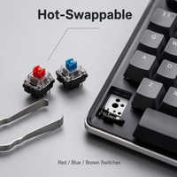 Clavier de jeu mécanique 68 touches, tri-mode, hot-swappable, RGB, sans fil 5.3, USB-C, compact, touches latérales imprimées, OEM