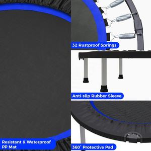 Trampoline pliable de 40 pouces pour adultes, mini trampoline pour adultes et enfants, trampoline d'exercice avec barre, trampoline de fitness d'intérieur - Product Image 4