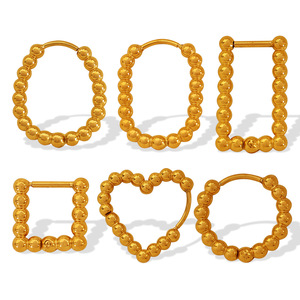 Geometric Gold Bead Stud <b>Earrings</b> Zinc Alloy Stainless Steel <b>Post</b> For Women Fashion Jewelry - Product Image 5