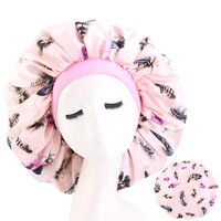 Bonnets de grande taille Bonnets imprimés pour soins capillaires Bonnet de sommeil en satin bouclé de nuit pour femme