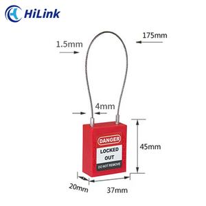 Candados de grillete de Cable de acero inoxidable recubierto de 1,5mm de seguridad LOTO OEM <span class=keywords><strong>candado</strong></span> DE SEGURIDAD DE Color personalizado candados de grillete de Cable Flexible - Product Image 4
