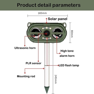 Repelente de Ratas Multifuncional al por Mayor de Fábrica, Repelente de Animales con Sensor Infrarrojo a Prueba de Agua para Exteriores, Alarma con Luz Estroboscópica LED - Product Image 3