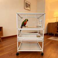Nouvelle Cage à Oiseaux et Petits Animaux en Acier Inoxydable et Verre, Modèle 2025, avec Base à Motif Solide Facile à Nettoyer, Idéale pour l'Élevage et la Vie des Perroquets