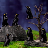 Wholesale Miniature Crows Decor Figures Black Raven Figurine Mini Resin Animals for Holiday Scene Micro Landscape Spooky Party