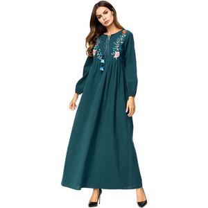 MANNI प्लस आकार पाकिस्तान महिलाओं कशीदाकारी मैक्सी कपड़े शरद ऋतु लंबी आस्तीन आरामदायक पोशाक - Product Image 1