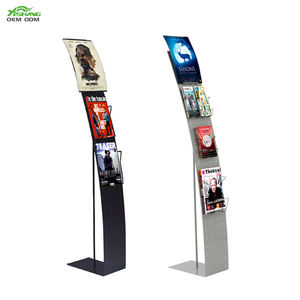 Présentoir de magazines de brochures gris métallisé sur mesure - Product Image 1