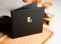 Porte-menu en cuir Crocs à faible MOQ, impression de logo personnalisé, livrets de menus, livre de menus de restaurant