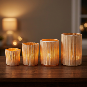 Support de bougie en verre artisanal Sonnet Decor, impression numérique 1 couleur, modèle 2054, décoration de la maison, Noël, Uttar - Product Image 1