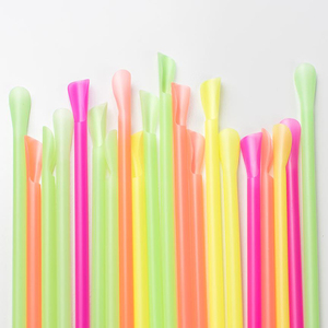 Cucchiaio-cannuccia multicolore usa e getta in plastica per feste, frullati, <span class=keywords><strong>milkshake</strong></span>, gelati, coni di neve, dolciumi e bevande - Product Image 1