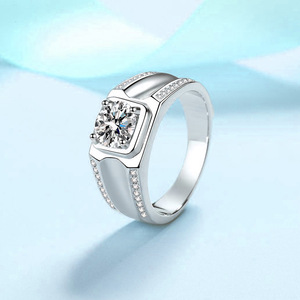 ファッションビジネスタイプS925スターリングシルバーVvs Dカラー1 CT Moissaniteメンズリング結婚婚約 - Product Image 3