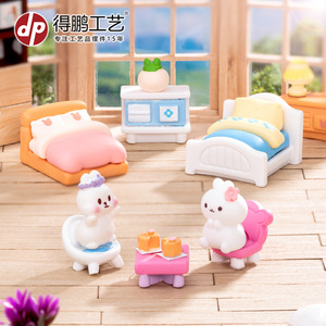 Dp Miniature Dollhouse Furniture Set Resin Cute Bedroom Living Room Decorations For Kids Toys Desktop Ornaments - Product Image 2