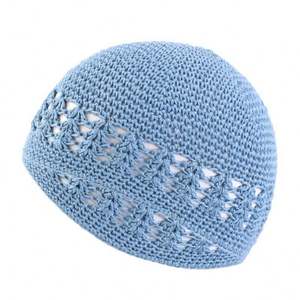 Vente en gros de chapeaux de prière de haute qualité, fabriqués en coton blanc, élastiques, faits à la main, chapeaux islamiques Kufi pour hommes - Product Image 2