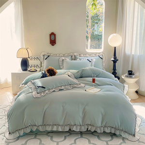 Sunny Home Textiel Rose Print + Zorgvuldige Machine + Prinses Stijl Bed Rok + Sprei Vier Stuk Beddengoed Dekbed set Sheet Set - Product Image 4