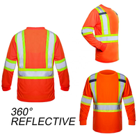 Chemise de travail de sécurité à manches longues, haute visibilité, respirante, 100% polyester réfléchissant, type R classe 2 ANSI, avec couleurs personnalisables