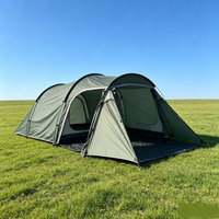 Tente tunnel extensible en fibre de verre avec fenêtres en maille ventilée, tente de camping pliable pour l'extérieur, supporte la personnalisation du logo OEM ODM